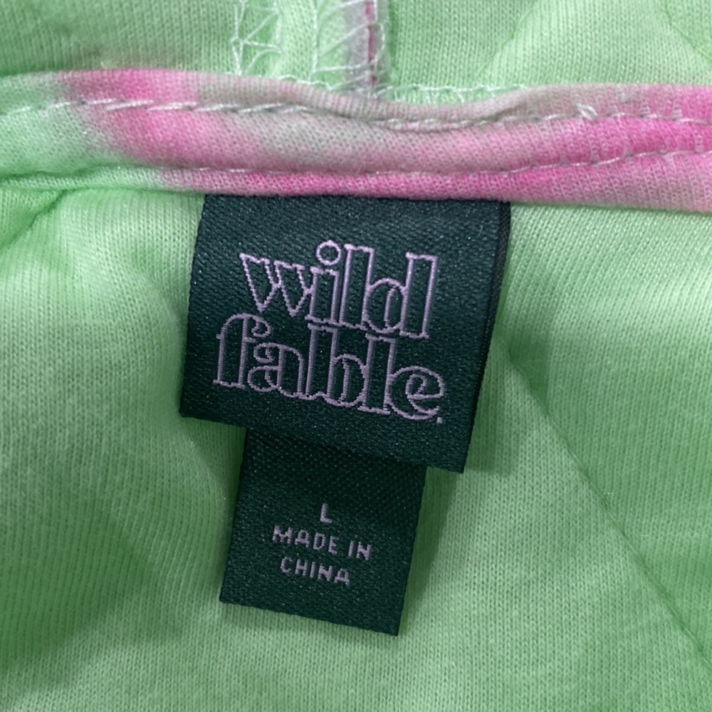 Women’s Hooded Quilted Jacket - Wild Fable Mint Green Floral Size L - Picture 6 of 7